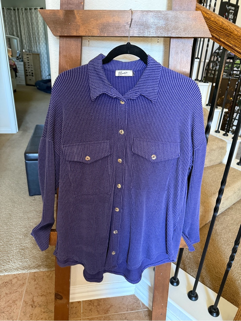 Bluvine Purple Ribbed Button-Down Shirt